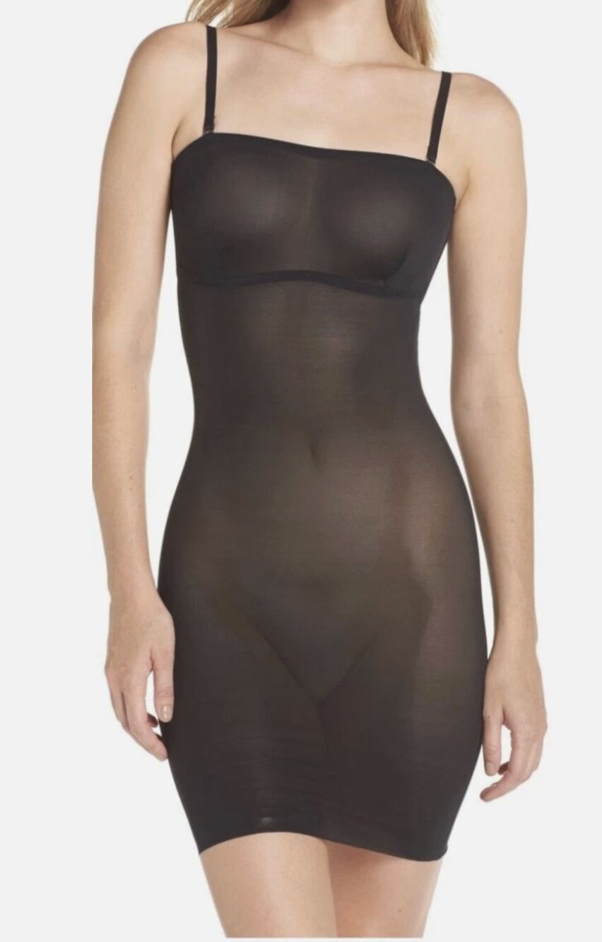 Yummie by Heather Thomson black shaping full slip shapewear convertible - Large